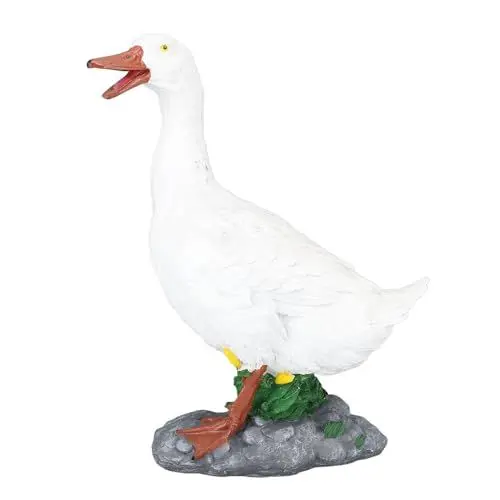 Produktbild: JYCRA Entenfigur, Tierharzstatue, Innenharz, Entenstatue, Entengartendekoration, Außenstatue, Kunstharz, Tierornament, Entenstatue für Terrasse, Rasen und Gartendekoration(L Weiße Ente)