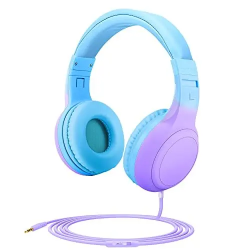 Produktbild: JYPS Kinder-Kopfhörer, Kinder-Kopfhörer mit Kabel mit 85 dB/94 dB Lautstärkebegrenzung, Kleinkind-Kopfhörer mit Mikrofon für Alter 2–12 Jahre, Jungen und Mädchen, Geräuschunterdrückung