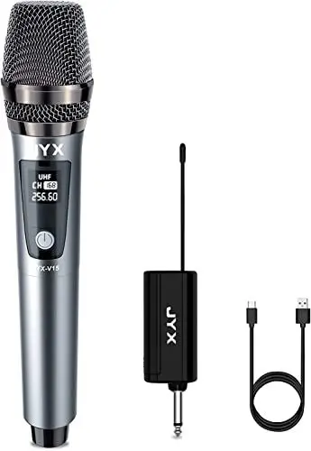 Produktbild: JYX Drahtloses Mikrofon, UHF Dynamisches Karaoke Mikrofon mit wiederaufladbarem Empfänger,Handmikrofon für Karaoke, Hochzeit, DJ, Party, Rede, Kirche, Klassen
