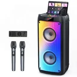 Produktbild: JYX Karaoke Machine mit 2 Mikrofones, großer Tragbaren Bluetooth Lautsprecher mit RGB-Licht, Karaoke Anlage für Karaoke, Hausparty, PA-System für Erwachsene Partybox Unterstützt TF/USB, AUX,FM,Rec,TWS