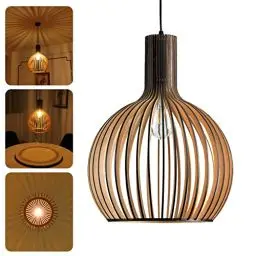 Produktbild: JZCDR Vintage Pendellampe Holz, E27 Retro Handgemachte Hängelampe Höhenverstellbare Vogelkäfig Dekoration Hängeleuchte, Boho Style Pendelleuchte für Restaurant Kronleuchter Esszimmer Cafe Bar