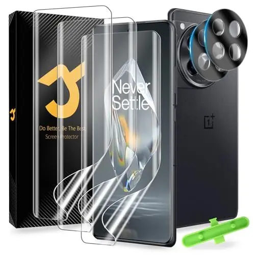 Produktbild: JZG 3+2 Stück folie für OnePlus 12R Schutzfolie(Nicht-Glas), 3 Stück Flexible TPU-Folie, 2 Stück Kameraschutz, Selbstheilung in 10 Sekunden, Passgenau Ohne Randablösung, Hüllenfreundlich