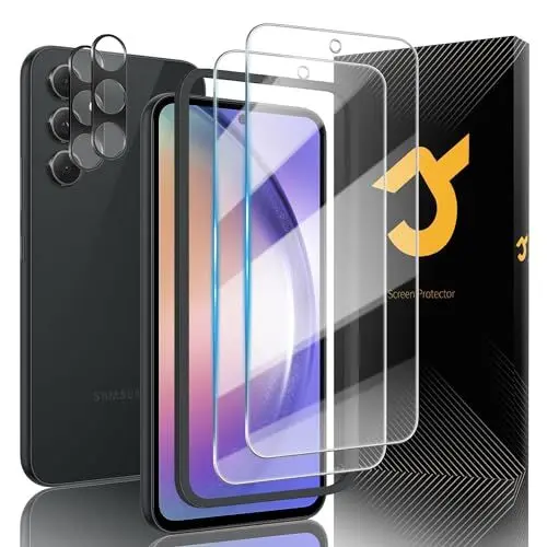 Produktbild: JZG Für Samsung Galaxy A54 5G Panzer Schutz Glas mit 2 Stück Schutzfolie und 2 Stück Kamera folie, 9H Härte, Anti- Kratzer, Anti-Blasenfrei, Ultra-HD Displayschutzfolie (2+2 Stück)