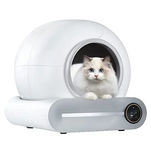 Produktbild: JZWLW Selbstreinigende Katzentoilette, Elektrisches Katzenklo Selbstreinigend mit APP-Steuerung & Safe Alert & Smart Health Monitor, Automatisches Katzenklo kompatibel Allen Katzenrassen, 65L+9L