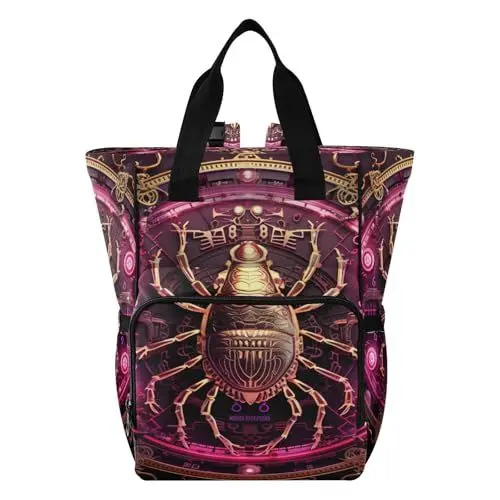 Produktbild: KAAVIYO Abstraktes Horoskop Rote Kunst Wickeltasche Reiserucksack Grosse Kapazität Schulter Mom Taschen für Reisen im Freien