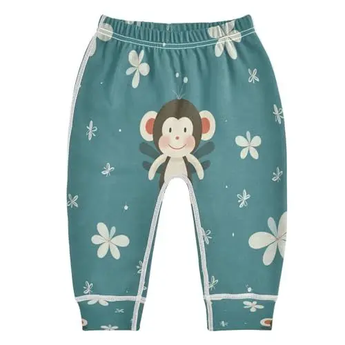 Produktbild: KAAVIYO Affenwiederholungsmusterblume Baby Hose Aus Weicher Baumwolle für Neugeborene 3-24 Monate
