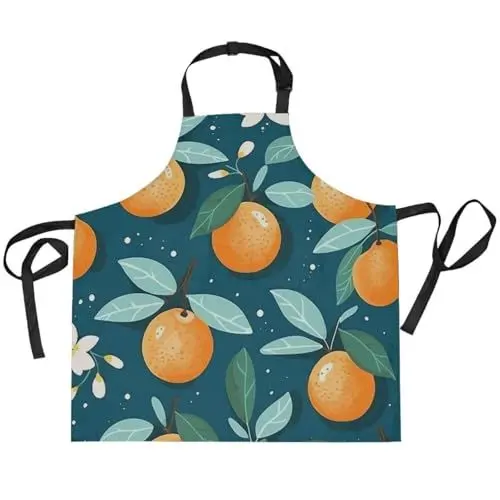 Produktbild: KAAVIYO Blauer Orangenbaum Schürze für Das Kochen Küchenschürze Latzschürze Kochschürze mit 2 Taschen Verstellbarer Umhängeband für Backmänner Kellner Männer Frauen Koch