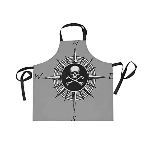 Produktbild: KAAVIYO Dunkler Kompass Kunst Schürze für Das Kochen Küchenschürze Latzschürze Kochschürze mit 2 Taschen Verstellbarer Umhängeband für Backmänner Kellner Männer Frauen Koch