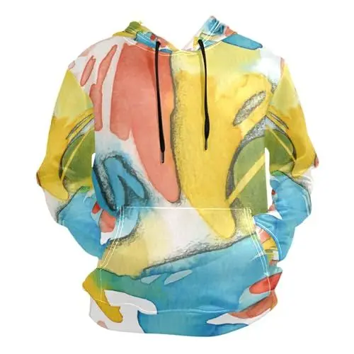 Produktbild: KAAVIYO Farbe Kind Blau Bunt Kapuzenpullis Kapuzenpullover Sport Sweatjacke Herren Hoodies für Mädchen Jungen Männer(Gesundheit Stoff)