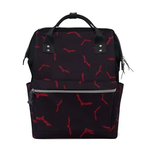 Produktbild: KAAVIYO Fledermaus Schwarzes Tier Halloween Wickeltasche Reiserucksack Grosse Kapazität Schulter Mom Taschen für Reisen im Freien
