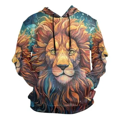 Produktbild: KAAVIYO Kinderkarikatur Cooler Löwe Kapuzenpullis Kapuzenpullover Sport Sweatjacke Herren Mit 3D Druck Hoodie Kapuze für Mädchen Jungen Männer