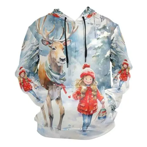 Produktbild: KAAVIYO Kinderkarikatur Weihnachten Kapuzenpullis Kapuzenpullover Sport Sweatjacke Herren Mit 3D Druck Hoodie Kapuze für Mädchen Jungen Männer