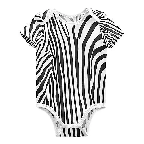 Produktbild: KAAVIYO Kunst Schwarz Weiß Kunstwerk Zebra Baby Body Kurzarm Baumwoll Bodysuit für Kinder 3-24 Monate Sommer