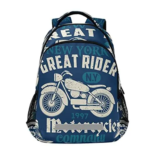 Produktbild: KAAVIYO Motorrad Retro Cartoon Auto Jungs Studentenrucksack Kinderrucksack Büchertasche Schülerrucksack Rucksäcke für Teen Mädchen