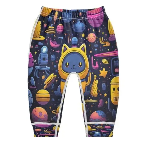 Produktbild: KAAVIYO Weltraumkritzeleien Katzen Baby Hose Aus Weicher Baumwolle für Neugeborene 3-24 Monate