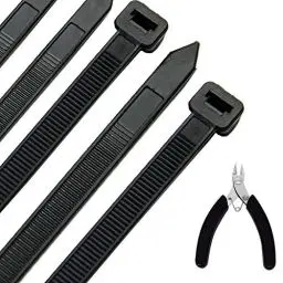Produktbild: Kabelbinder 100 Stück 300 mm x 7,6 mm, UV-Beständig ultra starke Kabelbinder Schwarz mit 60 kg Zugfestigkeit, Hitzebeständig, Langlebig Nylon Kabelbinder mit Zange