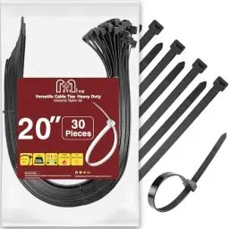 Produktbild: Kabelbinder Große 500mm Kabelbinder Schwarz Breit 12,4mm X 50cm Kabelbinder Lang Wetterfest 113 kg Zug Kabelbinder UV Beständig Für Balkon Sichtschutz, Pergola 30Pcs Kabelbinder Stark