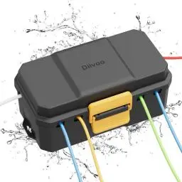 Produktbild: Kabelbox Wasserdicht, Diivoo Kabelbox Outdoor Abdeckungen wasserdicht, große Größe 6 Kabel Dichtung Eintrag, schützen Power Strip, Timer Outlet Plug, Urlaub Licht Dekoration, Schwarz（28,5×15×11cm）