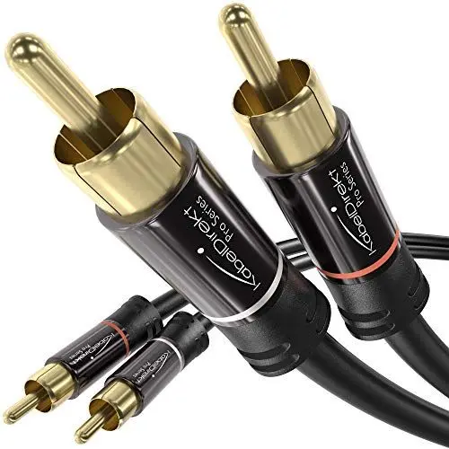 Produktbild: KabelDirekt – 1 m Cinch Kabel, Stereo Audio Kabel 2 x 2 Cinch besonders bruchfest & brillante Tonqualität (Koaxialkabel, RCA-Kabel, Subwoofer/Verstärker/HiFi & Heimkino/Blu-ray, analog & digital)