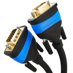 Produktbild: KabelDirekt – 2 m – VGA Monitor Kabel für maximale Bildqualität durch hochreine Kupferleitungen (Full HD, VGA auf VGA, verbindet PC mit Bildschirm/Beamer/Projektor, D-Sub 15, schwarz)