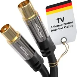 Produktbild: KabelDirekt – 4K Antennenkabel, Koaxialkabel, TV Kabel – 20 m – Fernsehkabel für digitales & analoges TV, Metallstecker – Erhältlich in 0,5-20 m (Stecker auf Buchse, für DVB-C/DVB-T/DVB-S, schwarz)