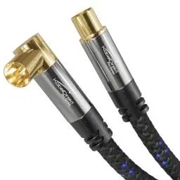 Produktbild: KabelDirekt – 4K Antennenkabel Nylon, TV Kabel 90° gewinkelt/gerade – 12,5m – Fernsehkabel mit Metallstecker für digitales/analoges Fernsehen (Winkel-Buchse auf geraden Stecker für DVB-C/DVB-T/DVB-S)