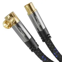 Produktbild: KabelDirekt – 4K Antennenkabel Nylon, TV Kabel gerade/90° gewinkelt – 1m – Fernsehkabel mit Metallstecker für digitales & analoges Fernsehen (gerade Buchse auf Winkel-Stecker für DVB-C/DVB-T/DVB-S)