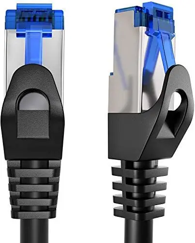 Produktbild: KabelDirekt – 5 m – LAN Kabel, Netzwerkkabel, Ethernet Kabel/Patchkabel, erhältlich in 0,25-30 m (Glasfaser-Geschwindigkeit für Gigabit-Netzwerke, Switch/Router/Modem mit RJ45, schwarz/silbern)