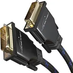 Produktbild: KabelDirekt – Dual Link DVI Kabel – mit Ferritkern, Braiding und Vollmetall-Stecker – 1 m (digitales DVI-D/24+1 Monitor Kabel, DVI auf DVI, bis zu 2560×1600 bei 60 Hz oder Full HD/1080p, Nylon)