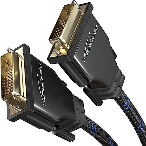 Produktbild: KabelDirekt – Dual Link DVI Kabel – mit Ferritkern, Braiding und Vollmetall-Stecker – 7,5m (digitales DVI-D/24+1 Monitor Kabel, bis zu 2560×1600 bei 60Hz oder Full HD/1080p, Nylon)