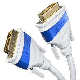 Produktbild: KabelDirekt – Dual Link DVI Kabel – mit Ferritkern für störungsfreie Signalübertragung – 1 m (digitales DVI-D/24+1 Monitor Kabel, DVI auf DVI, bis zu 2560×1600 bei 60 Hz oder Full HD/1080p, weiß)