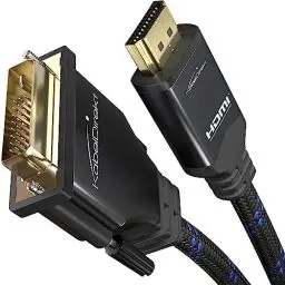 Produktbild: KabelDirekt – HDMI DVI Adapterkabel mit A.I.S. Schirmung und Metallstecker – 2 m (bi-direktionales DVI-D/HDMI Monitorkabel, HDMI-Gerät an DVI-Monitor anschließen & umgekehrt, Full HD/1080p, Nylon)