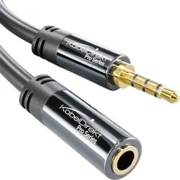 Produktbild: KabelDirekt – Headset Verlängerungskabel mit bruchfestem Metallgehäuse – 0,5 m (die Verlängerung ist ideal für Gaming Headsets oder Headsets mit Mikrofon, TRRS 4-polig, 3,5 mm Stecker auf Buchse)