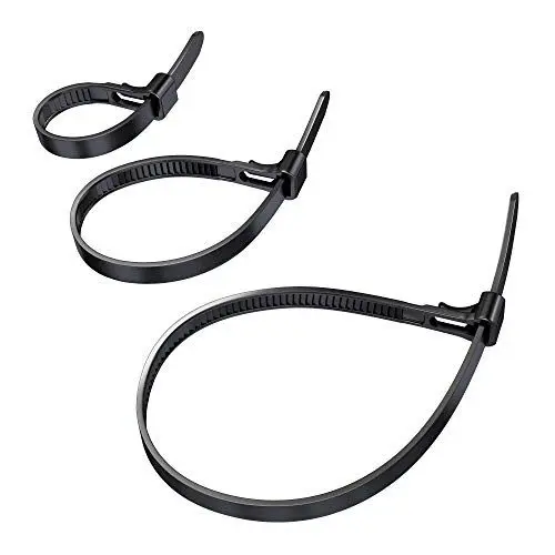 Produktbild: KabelDirekt – Kabelbinder 3er Pack wiederverschließbar mit hoher Zugfestigkeit (lösbare und wiederverwendbare Mehrweg-Kabelbinder für nachhaltigen Einsatz, schwarz) - 3x40 Stück, 150, 200mm x 7,4mm