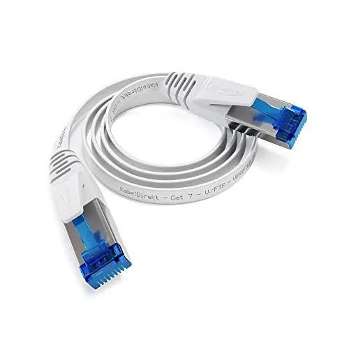 Produktbild: KabelDirekt – LAN Kabel flach, bruchfest konstruiert – 0,25m (CAT7 Kabel & Netzwerkkabel, 10 Gbit/s, besonders flexibel und geeignet als Verlegekabel, maximale Glasfaser-Geschwindigkeit, RJ45, weiß)