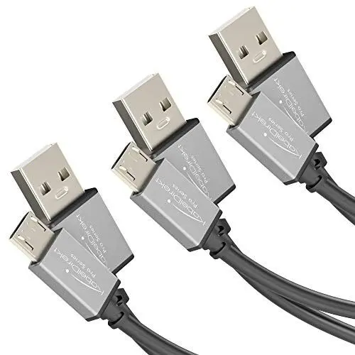 Produktbild: KabelDirekt – Micro USB 2.0 Kabel – 0,5m + 1m + 2m, 3-Pack (High Speed Datenkabel und Ladekabel, geeignet für Smartphones und Tablets mit Micro USB Anschluss, schwarz/space grey)