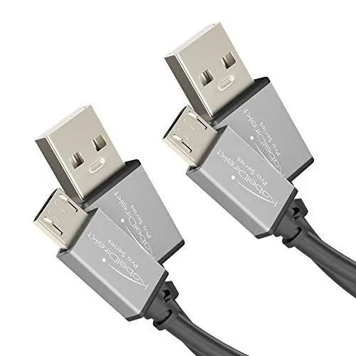 Produktbild: KabelDirekt – Micro USB 2.0 Kabel – 2x 1m (High Speed Datenkabel und Ladekabel, geeignet für Smartphones und Tablets mit Micro USB Anschluss, schwarz/space grey) – PRO Series