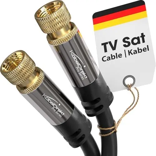 Produktbild: KabelDirekt – SAT Kabel, Koaxialkabel Internet, Satellitenkabel – TV Kabel/Fernsehkabel mit F-Stecker, bruchfestem Metallstecker und mehrfach geschirmt – 7,5 m (für Radio, DVB-T2, DVB-C, DVB-S2)