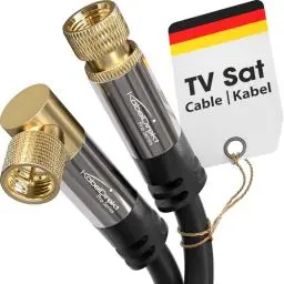 Produktbild: KabelDirekt – SAT Kabel, Koaxialkabel, Satellitenkabel, 90° gewinkelt/gerade – TV Kabel mit F-Stecker, geschirmt, bruchfeste Metallstecker – 10 m (ideal für HDTV, Radio, DVB-T, DVB-C, DVB-S, DVB-S2)