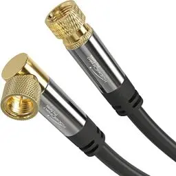 Produktbild: KabelDirekt – SAT Kabel, Koaxialkabel, Satellitenkabel, 90° gewinkelt/gerade – TV Kabel mit F-Stecker, geschirmt, bruchfeste Metallstecker – 2 m (ideal für HDTV, Radio, DVB-T, DVB-C, DVB-S, DVB-S2)