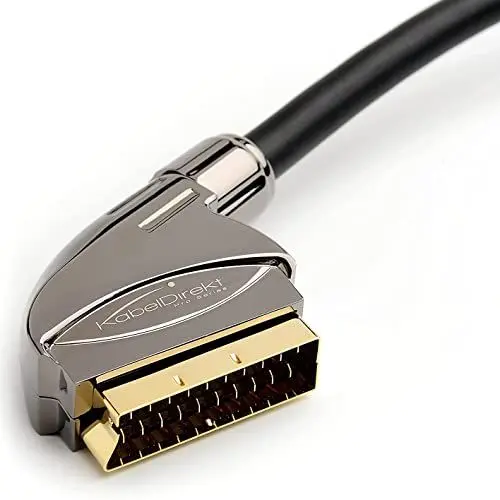 Produktbild: KabelDirekt – SCART Kabel – 1,5m (21 Polig, mehrfach geschirmt, Präzisionsstecker, Full HD) – PRO Series