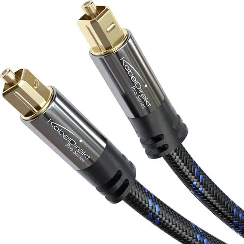 Produktbild: TOSLINK-Kabel Nylon-Braiding, optisches Audiokabel – 0,6 m – Glasfaserkabel für Soundbar (TOSLINK auf TOSLINK, digitales S/PDIF-Kabel, Stereoanlage/Verstärker, Heimkino, Xbox One/PS4)