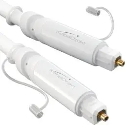 Produktbild: KabelDirekt – TOSLINK-Kabel weiß, optisches Audiokabel – 3 m – Glasfaserkabel für Soundbar mit Schutzkappe (TOSLINK auf TOSLINK, digitales S/PDIF-Kabel, HiFi/Verstärker, Heimkino, Xbox One/PS4)