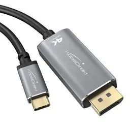 Produktbild: KabelDirekt – USB C auf DisplayPort Adapter Kabel mit bruchfesten Metallsteckern – 2 m (überträgt 4K-Video/60 Hz von Notebooks/Smartphones auf große Bildschirme – DP, USB 3.1, Typ C, Thunderbolt 3)