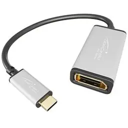 Produktbild: KabelDirekt – USB C auf DisplayPort DP Adapter – 0,15m (Auflösungen bis zu 4K/60Hz, USB C 3.1 und Thunderbolt 3, geeignet für MacBook Pro 2016/2017, MacBook 12“, Chromebook Pixel uvm.)