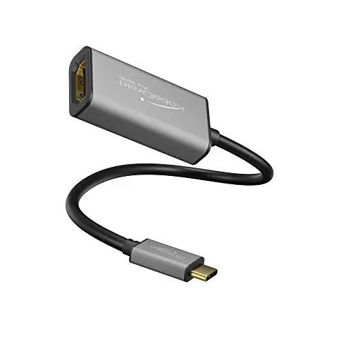 Produktbild: KabelDirekt – USB C auf HDMI Adapter – 0,15m (unterstützt Auflösungen bis zu 4K/60Hz, USB C 3.1 und Thunderbolt 3, geeignet für MacBook Pro 2016/2017, MacBook 12“, Chromebook Pixel uvm.)