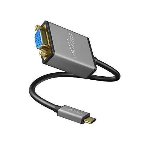 Produktbild: KabelDirekt – USB C auf VGA Adapter – 0,15m (Auflösungen bis zu 1920 x 1200 / 60Hz, USB C 3.1 und Thunderbolt 3, geeignet für MacBook Pro 2016/2017, MacBook 12“, Chromebook Pixel UVM.)