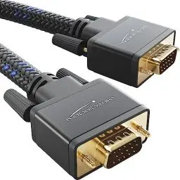 Produktbild: KabelDirekt – VGA Monitor Kabel für maximale Bildqualität durch hochreine Kupferleitungen – 3 m (Full HD, VGA auf VGA, verbindet PC mit Bildschirm/Beamer/Projektor, D-Sub 15, Nylon-Braiding)