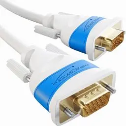 Produktbild: KabelDirekt – VGA Monitor Kabel für maximale Bildqualität durch hochreine Kupferleitungen – 2 m (Full HD, VGA auf VGA, verbindet PC mit Bildschirm/Beamer/Projektor, D-Sub 15, weiß)