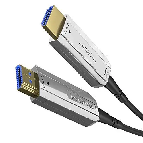 Produktbild: KabelDirekt – optisches 4K HDMI Kabel – 100m (kompatibel mit HDMI 2.0a/b 2.0, 1.4a, 4K Ultra HD, 3D, Full HD, 1080p, HDR, ARC, Highspeed mit Ethernet, PS4, XBOX, HDTV) – PRO Series